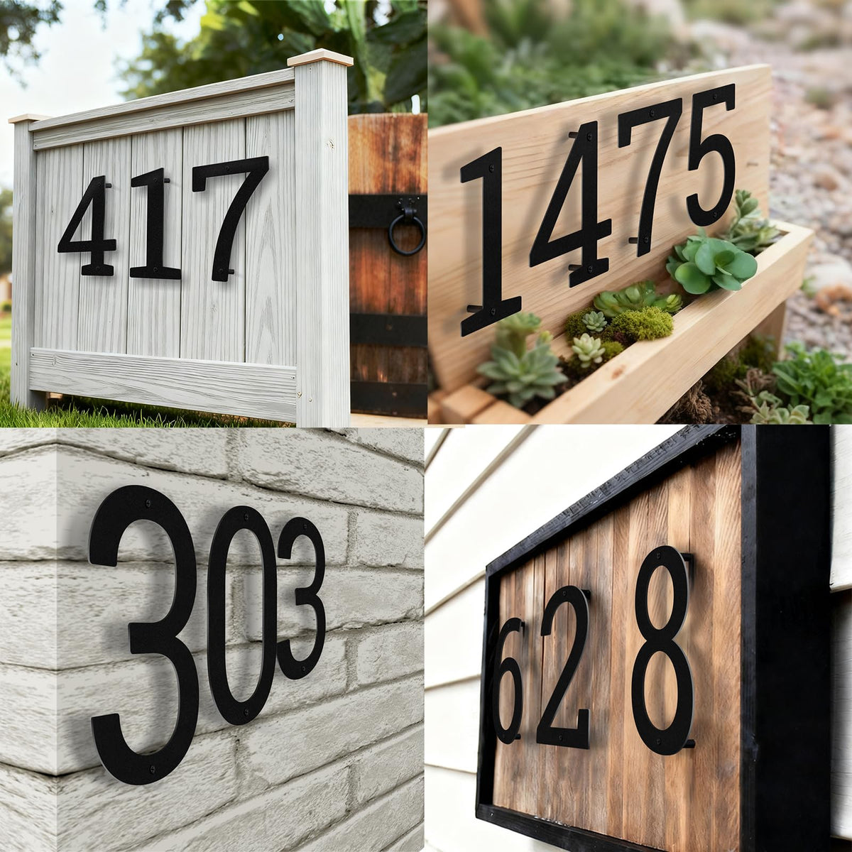 3" 4" 5" 6" 8" Stainless Steel Floating House Numbers, Metal House Numbers for Outside, Modern Address Number, Black Door Number for Mailbox, Garden, Yard, Apartment (4" 1)