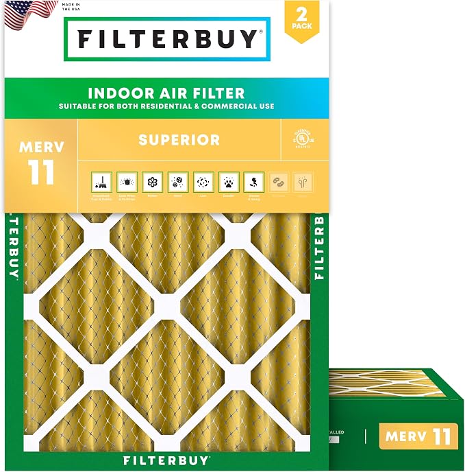 Filterbuy 14x20x4 Air Filter MERV 11 Superior Pet & Allergy Defense,
