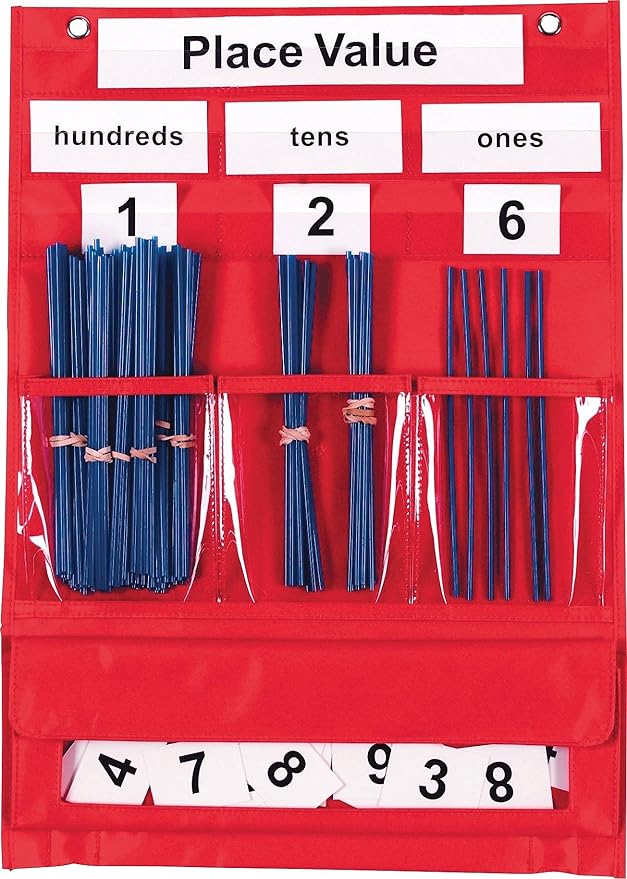 Learning Resources Counting & Place Value Pocket Chart - Classroom Math Number Chart, Ones Tens Hundreds Classroom Pocket Charts, Place Value Manipulatives, Counting Charts