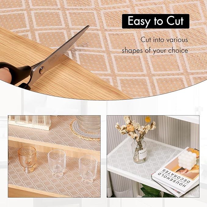 Cooyes Shelf Liners for Kitchen Cabinets – Non Adhesive Drawer and Cabinet Liner, Waterproof and Oil-Proof Kitchen Cupboard Shelf Paper EVA Material Fridge Liner for Refrigerator – Modern Pattern