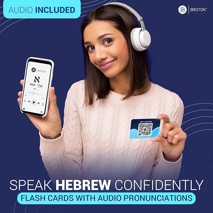 Biblical Hebrew Alphabet Flash Cards – 54 Alef-Bet Letters with Transliteration & Pronunciation – Educational Language Learning Tool for Students & Adults – Briston Hebrew Edition