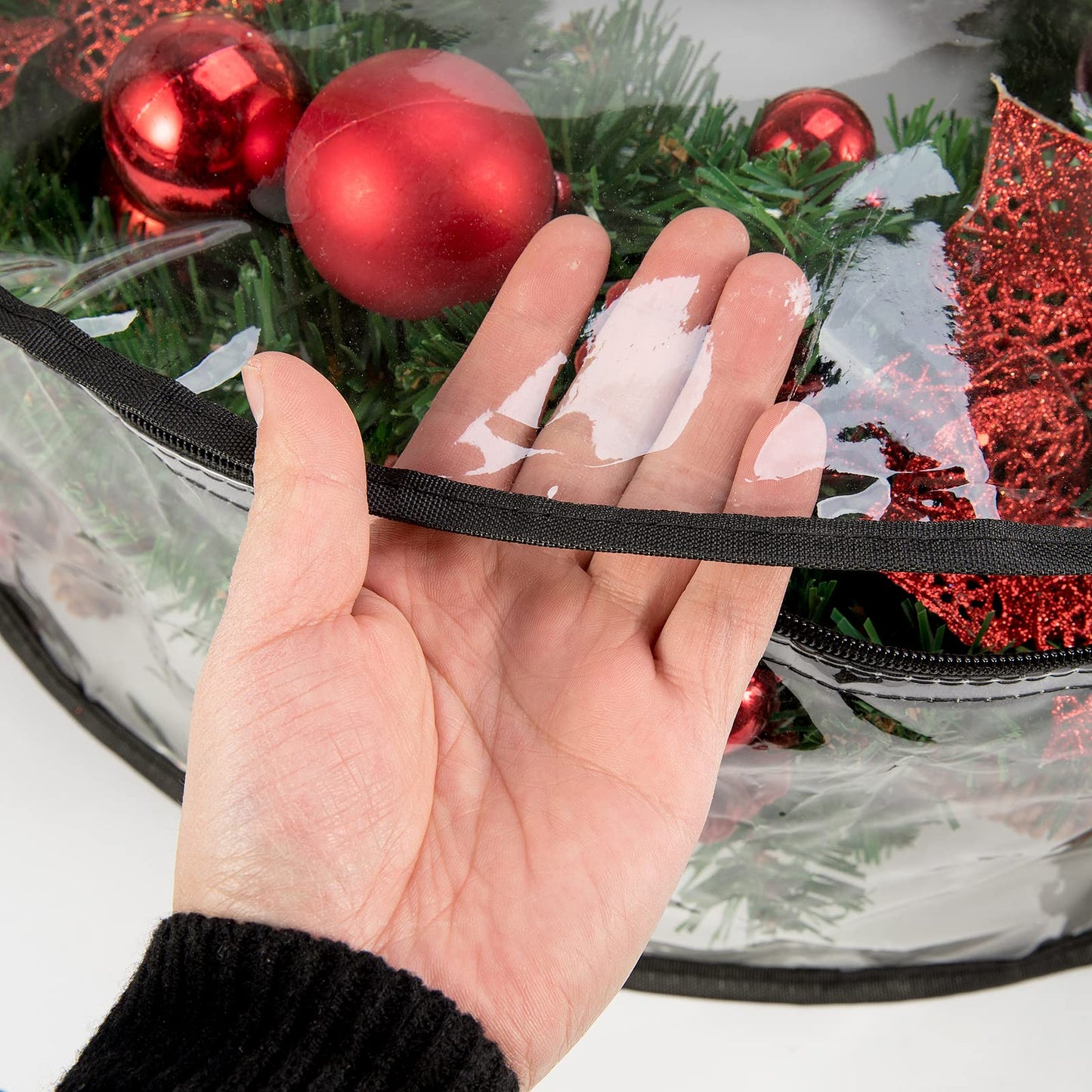 CINPIUK Clear Wreath Storage Bag 24 Inch, Christmas Container, Heavy Duty Protector With Handle for Holiday Seasonal Garland, 2Pcs