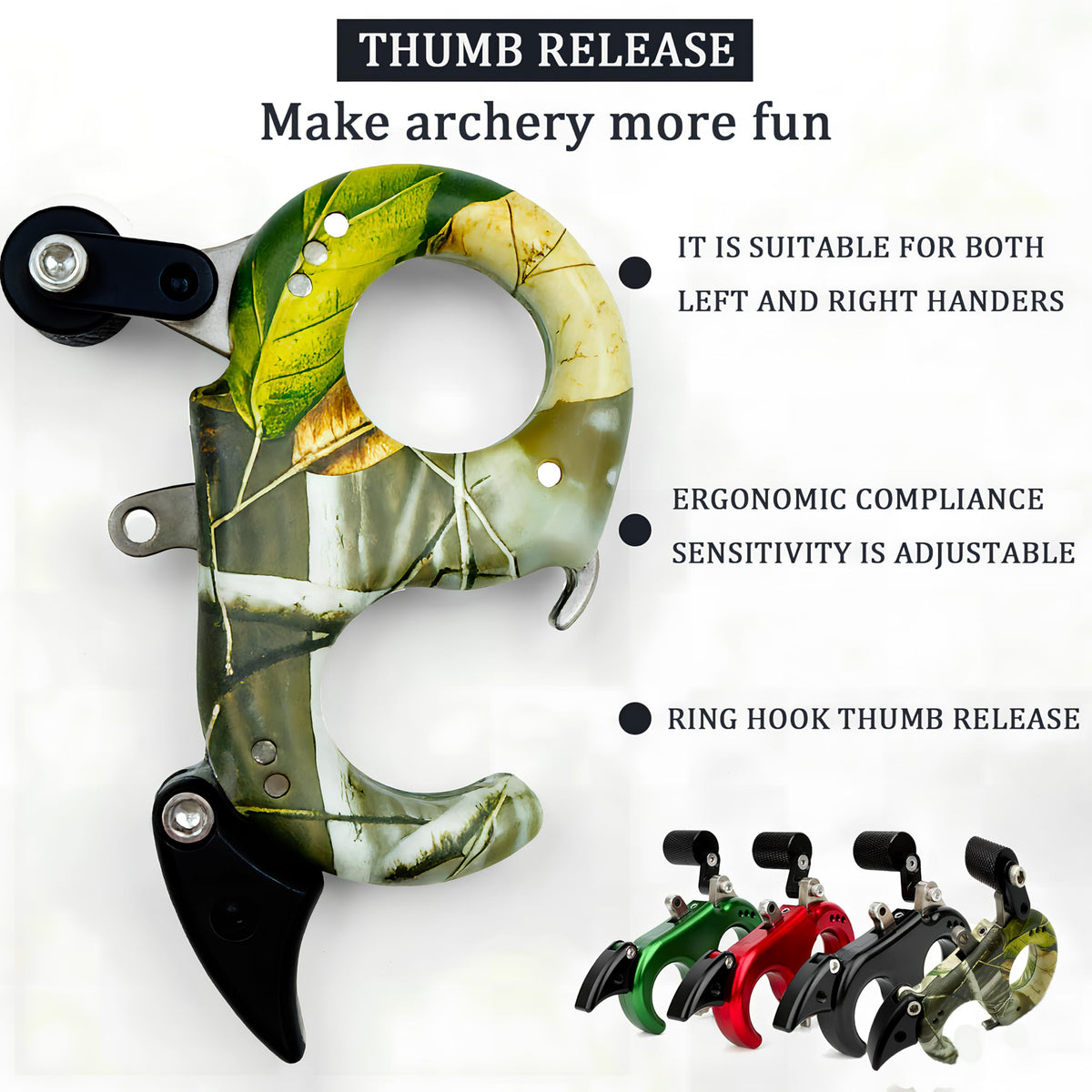 sntxmy Bow Release for Compound Bow, Archery Release Aids, Compound Bow Trigger Release, Button Thumb Release. (2 or 3 Finger Bow Release, Camo)