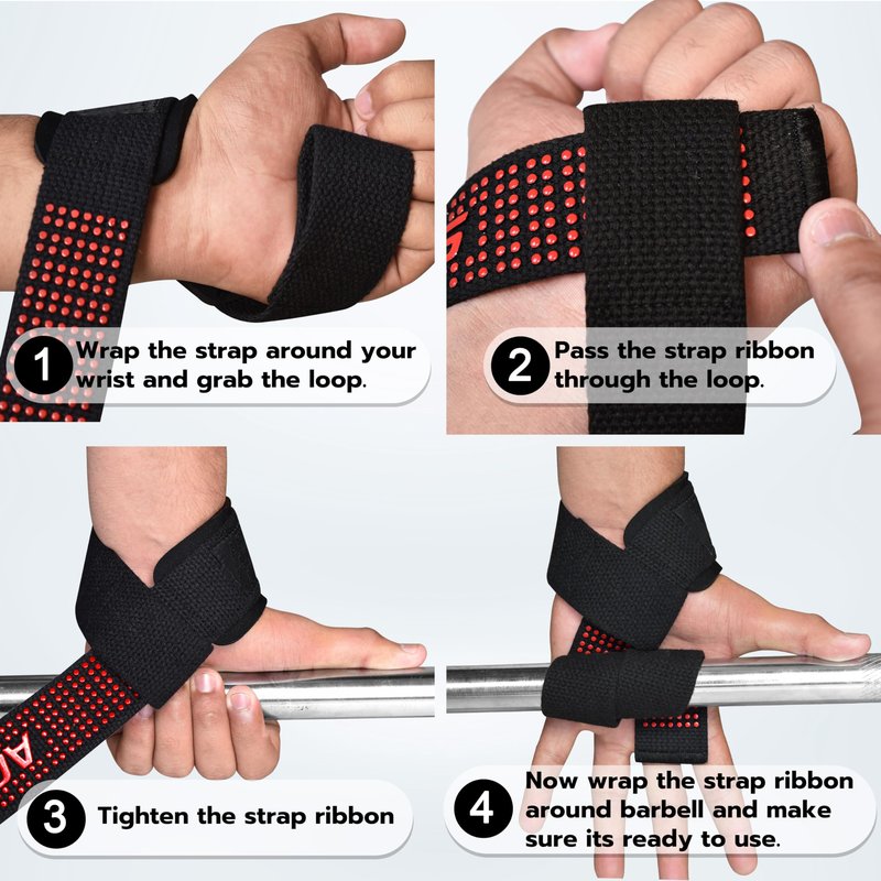 AQF Lifting Wrist Straps for Weightlifting, Powerlifting & Deadlifts – 23” Neoprene Padded Cotton Straps for Strength Training & Gym Workouts - Maximum Grip Support for Men & Women