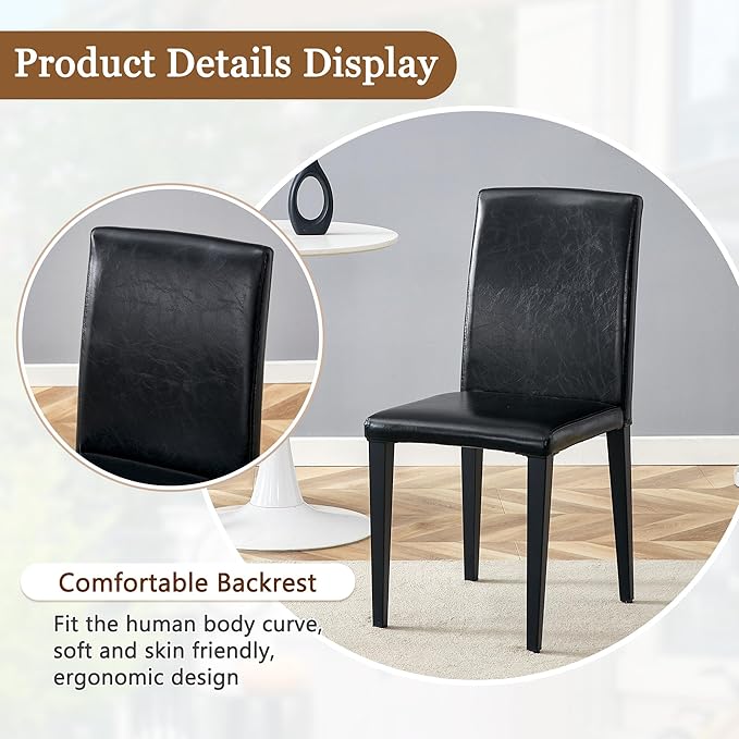Glass Dining Table Set for 4, 63” Kitchen Table Set for 4, Modern Dining Room Table Set with Upholstered Chairs, Tempered Glass Tabletop with Y Shape Base