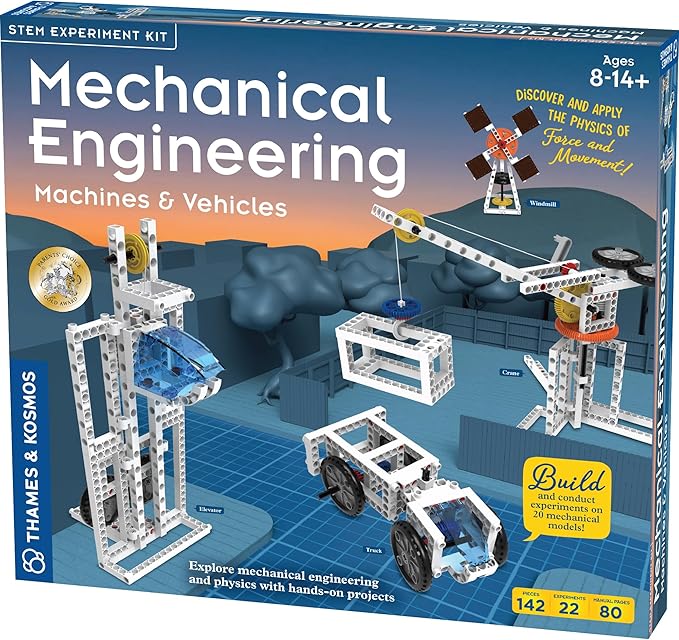 Thames & Kosmos Mechanical Engineering: Machines & Vehicles STEM Experiment Kit | Build 20 Mechanical Models, Explore Physics of Force & Motion | Hands-on, Introductory Science Learning for Ages 8+