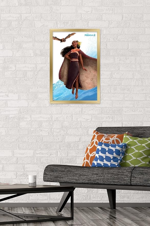 Trends International Disney Moana 2 - Matangi Wall Poster, 22.4L x 14.7W, Gold Framed Version