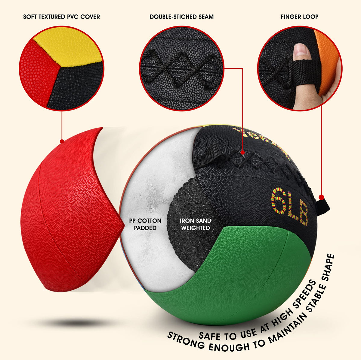 Yes4All Wall Ball - Soft Weighted Ball for Full Body Workout and Strength Exercise 6 LB