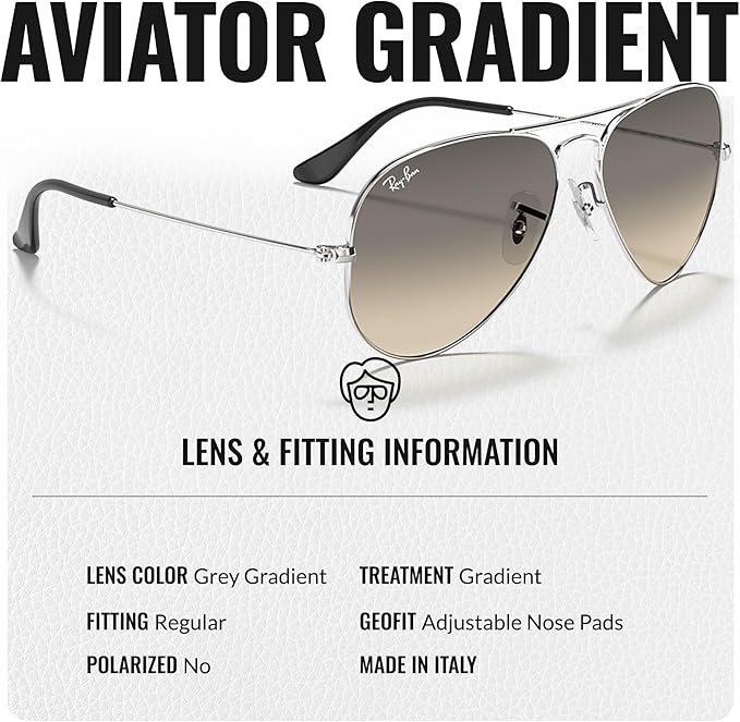 Ray-Ban RB3025 AVIATOR GRADIENT Pilot Shaped Sunglasses for Men & Women with Official RAYBAN Eyewear Kit