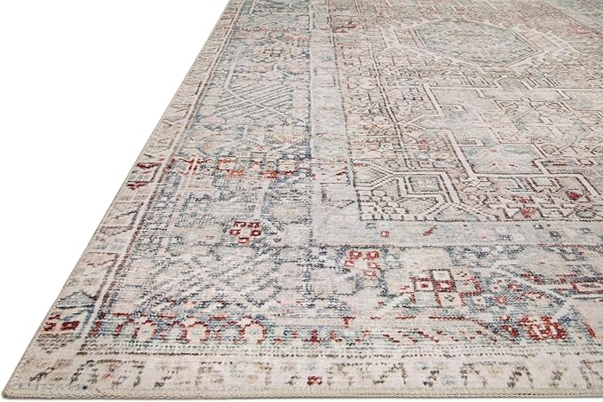 Loloi Chris Loves Julia Jules Collection JUL-07 Natural/Ocean 7'-6'' x 9'-6'', .13" Pile Height, Area Rug