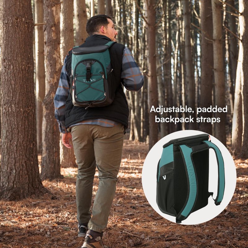 Titan by Arctic Zone Backpack Cooler, Insulated Soft Sided Bag with Leak Proof Lining and Padded Straps, for Lunch, Picnic, and Travel, 24 Can Capacity, Jungle Hunt