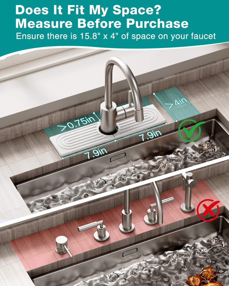 Stone Faucet Mat for Kitchen Sink, Diatomite Sink Protectors - Prevent Moisture Drying Stone Tray Fit Kitchen Counter & Bathroom Counter (White, 15.8" x 4")
