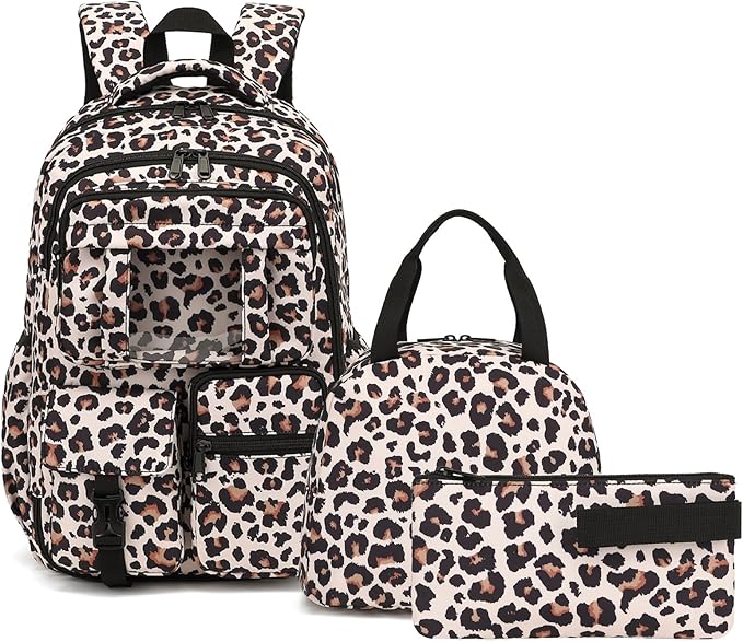 School Backpack for Girls 3Pcs Set Elementary Middle School Book Bags with Lunch Box Pencil Case