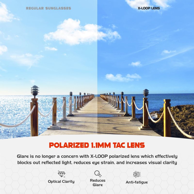 X LOOP Polarized Wrap-Around Sunglasses for Men Women Running Fishing Driving Sports Glasses