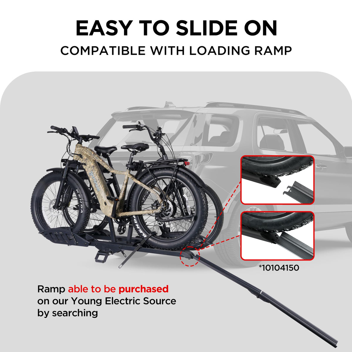 Young Hitch Mounted 2-Bike Rack with Two Posts for Standard, Mountain, Fat Tire Bikes, fit Car, SUV, Van, RV, Trailer, 200 lbs. Capacity