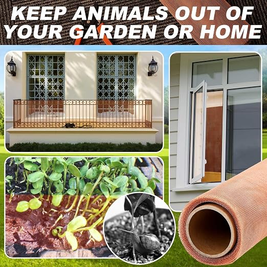 Zonon 99.9% Pure Copper Mesh Screen 36 Inch x 12 ft 16x16 Mesh Copper Roll Wire
