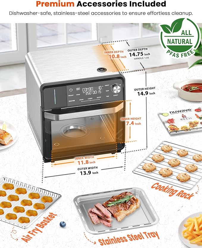 Nuwave Combi Steam Oven, Non-Toxic Stainless Steel Multi-Cooker, 16 quarts