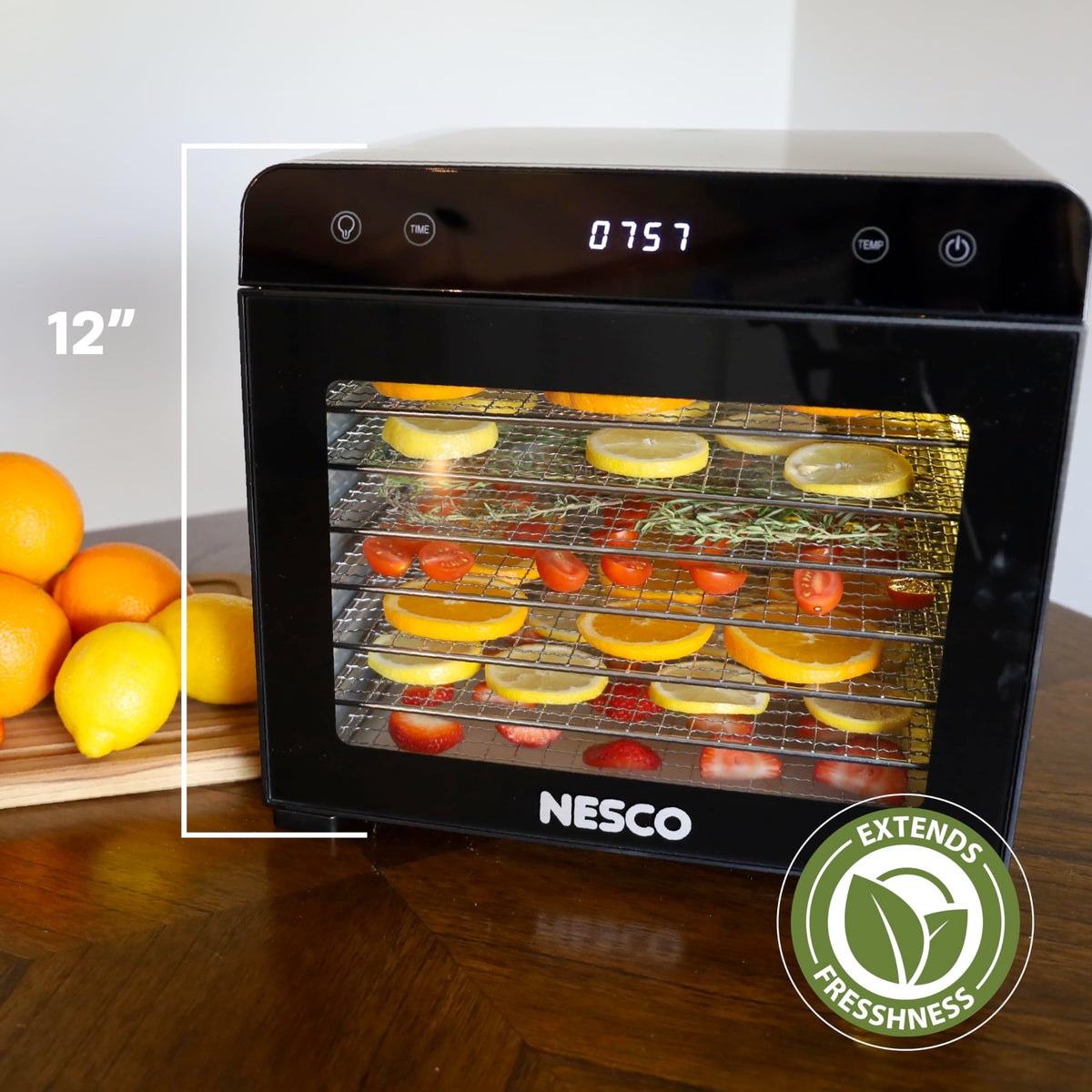 NESCO 8-Tray Stainless Steel Food Dehydrator – Digital Timer, Temp Control, Inner Light, Drip Tray – Jerky, Fruit, Herbs, Dog Treats, 650W, BPA-Free