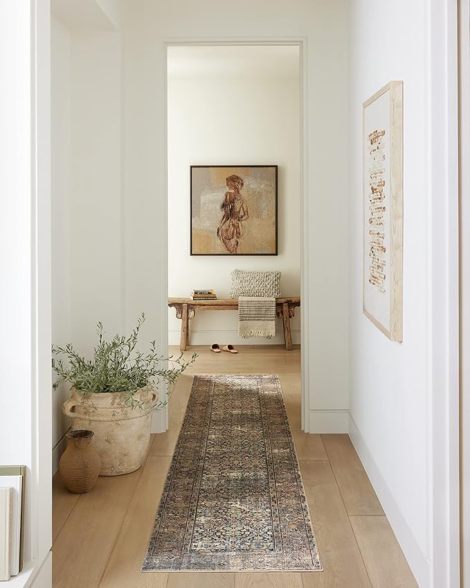 Loloi Amber Lewis Morgan Collection MOG-03 Denim/Multi 2'-3" x 9'-6" 38" Thick Runner Rug feat. CloudPile, Neutral, Room Décor, Vintage Inspired, Livingroom, Bedroom, Dining Area