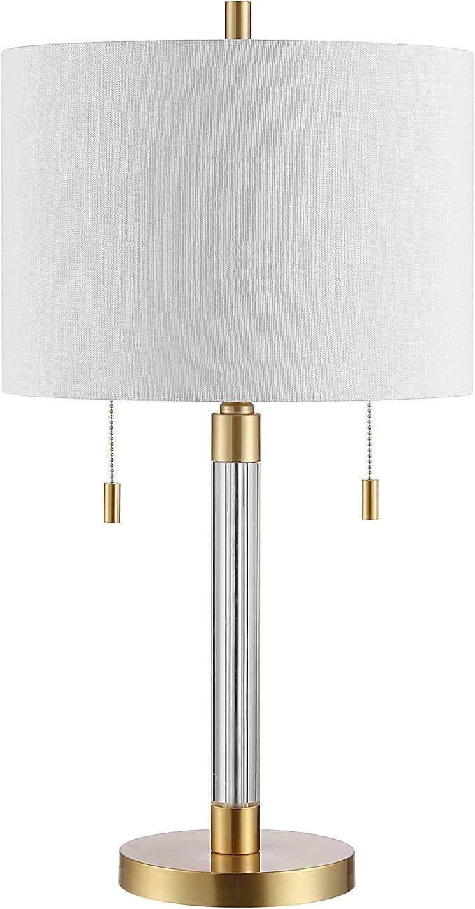 SAFAVIEH Lighting Collection Bixby Modern Contemporary Brass Metal Pull-Chain 27-inch Bedroom Living Room Home Office Desk Nightstand Table Lamp (LED Bulb Included)
