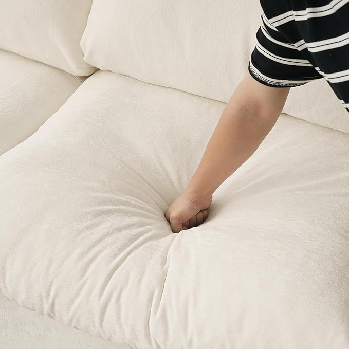 JACH 67" Love Seat Sectional Couches for Living Room, Deep Seat Modular Sofa, Cloud Sectional Couch, Sofa Covers Washable, Minimalist Modern Couch for Living Room, Apartment, Beige
