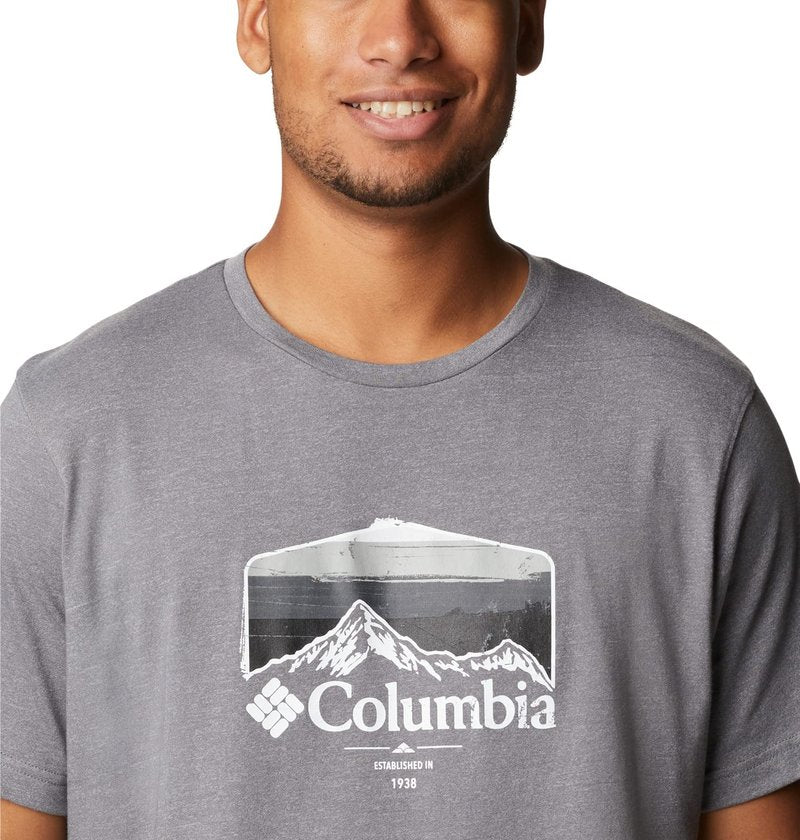 Columbia Men's Thistletown Hills Graphic Short Sleeve, City Grey Heather/Hikers Graphic, 3X Big