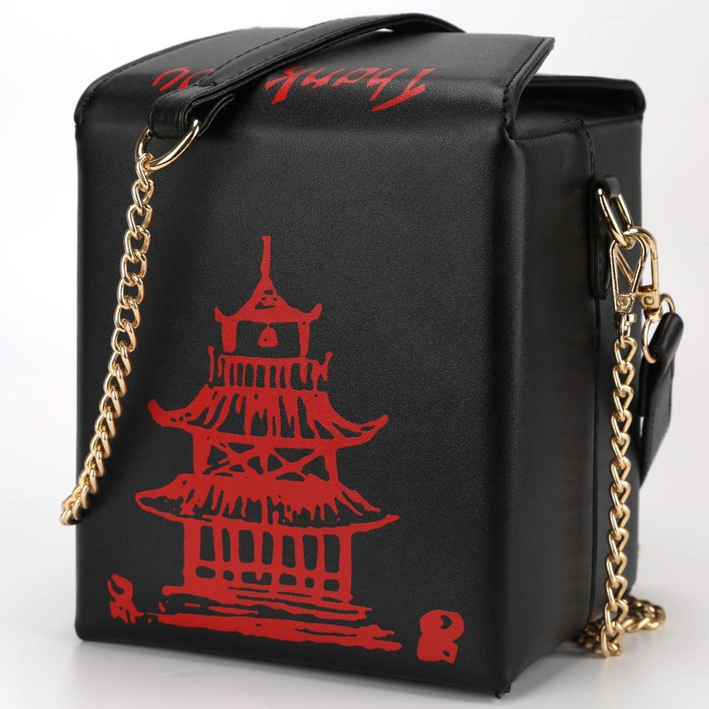 QiMing Tower Print Crossbody Shoulder Bag,Pu Chinese Takeout Box Totes Purse for Women