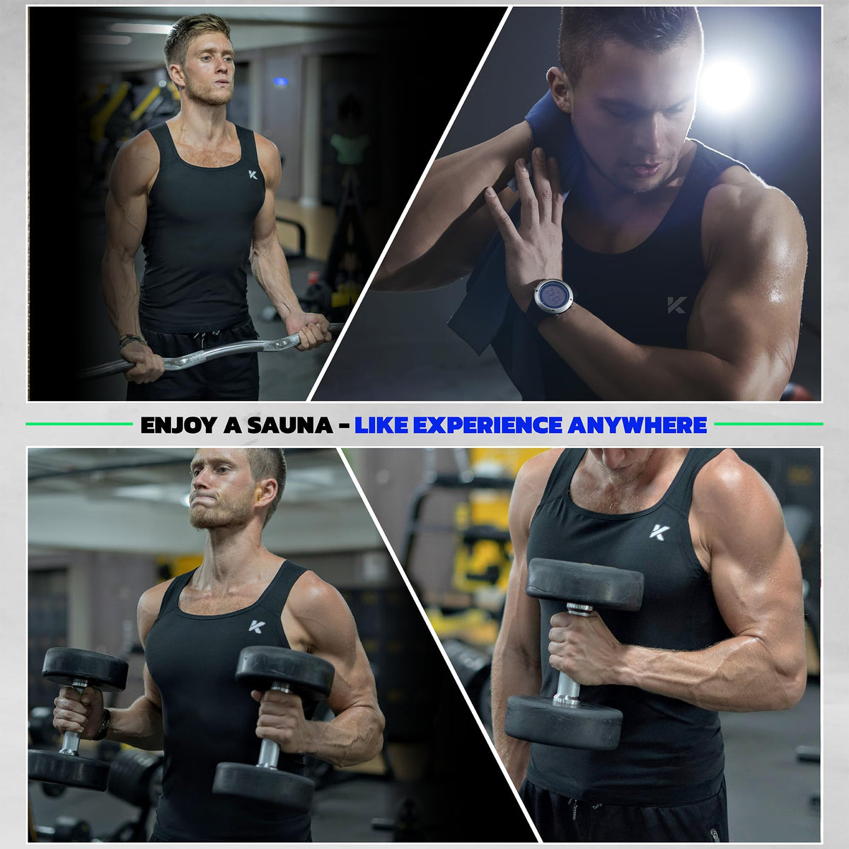 Kewlioo Men's Heat Trapping Pullover Sweat Enhancing Vest - Sauna Suit Shirt Compression Vest Shapewear Top for Gym Exercise (Multicolor, XX-Large-3X-Large)