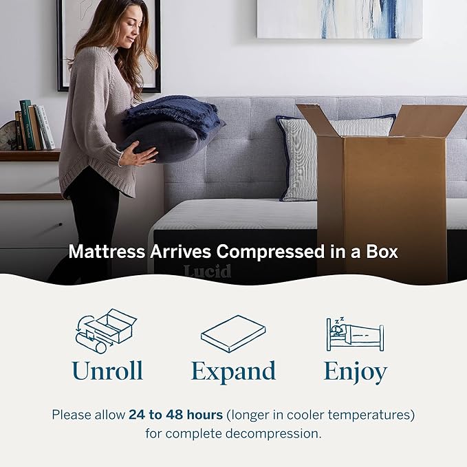 Lucid 14 Inch Memory Foam Mattress - Medium Firm Feel - Infused with Refreshing Bamboo Charcoal and Cooling Gel - Bed in a Box - Temperature Regulating - Pressure Relief - Breathable - Twin Size
