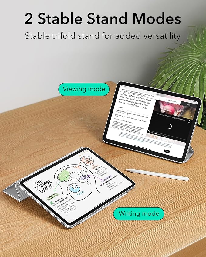 ESR for iPad Pro 13 Inch Case (M5/M4) 2025/2024, Powerful Magnetic Attachment, Slim Trifold Stand Case, Supports Pencil Pro & Pencil(USB-C), Auto Wake/Sleep, Rebound Series, Grey