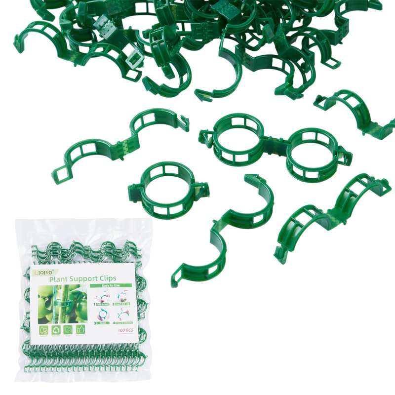 CIQIYO® 100 Pcs Plant Support Clips,Plastic Clips for Securing Plants,Tomato Vine Clips,Plant Fixing Clips,Garden Clips for Climbing Plants,Grape and Vine Vegetables (100, Green)