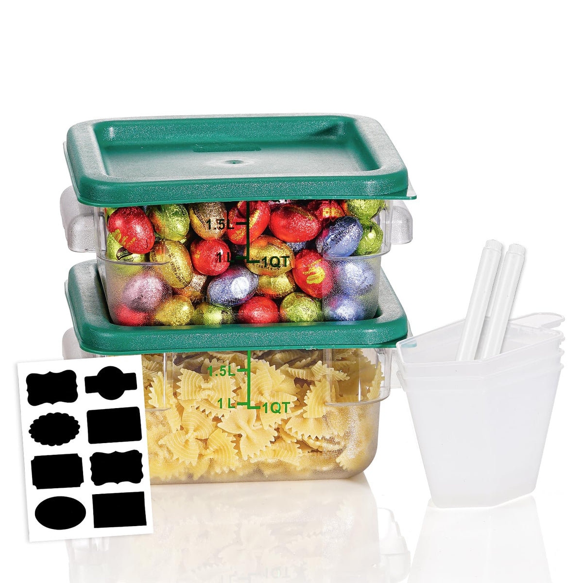 SVKLHY 4QT 4PCS NSF Commercial Clear Food Storage Containers with Lids(RED)