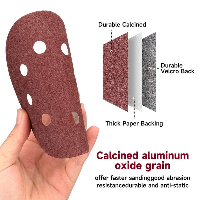 POTUINOM 100 PCS 5 Inch Sanding Discs 240 Grit, Round Hook and Loop Sandpaper for Random Orbital Sander