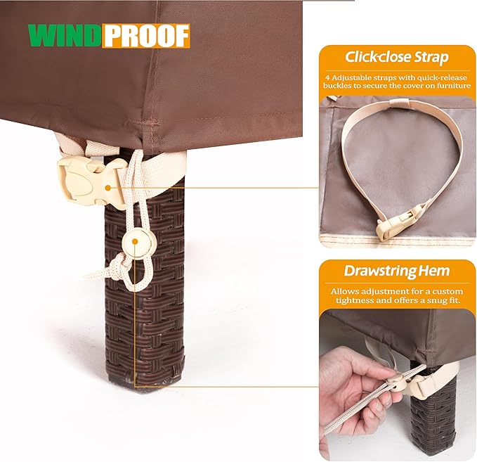 F&J Outdoors Waterproof Anti-UV Heavy Duty Patio Cover for 4-6 Stacking Chairs, 27" W x 37" D x 47" H, 1Pack