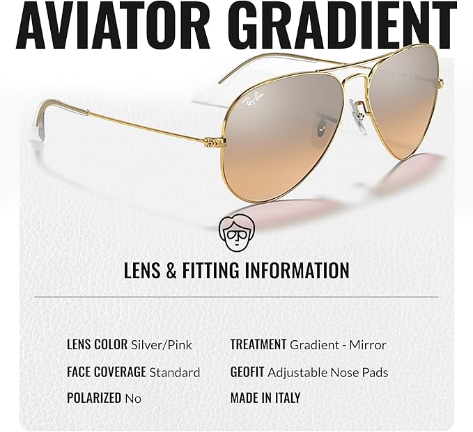 Ray-Ban RB3025 AVIATOR GRADIENT Pilot Shaped Sunglasses for Men & Women with Official RAYBAN Eyewear Kit