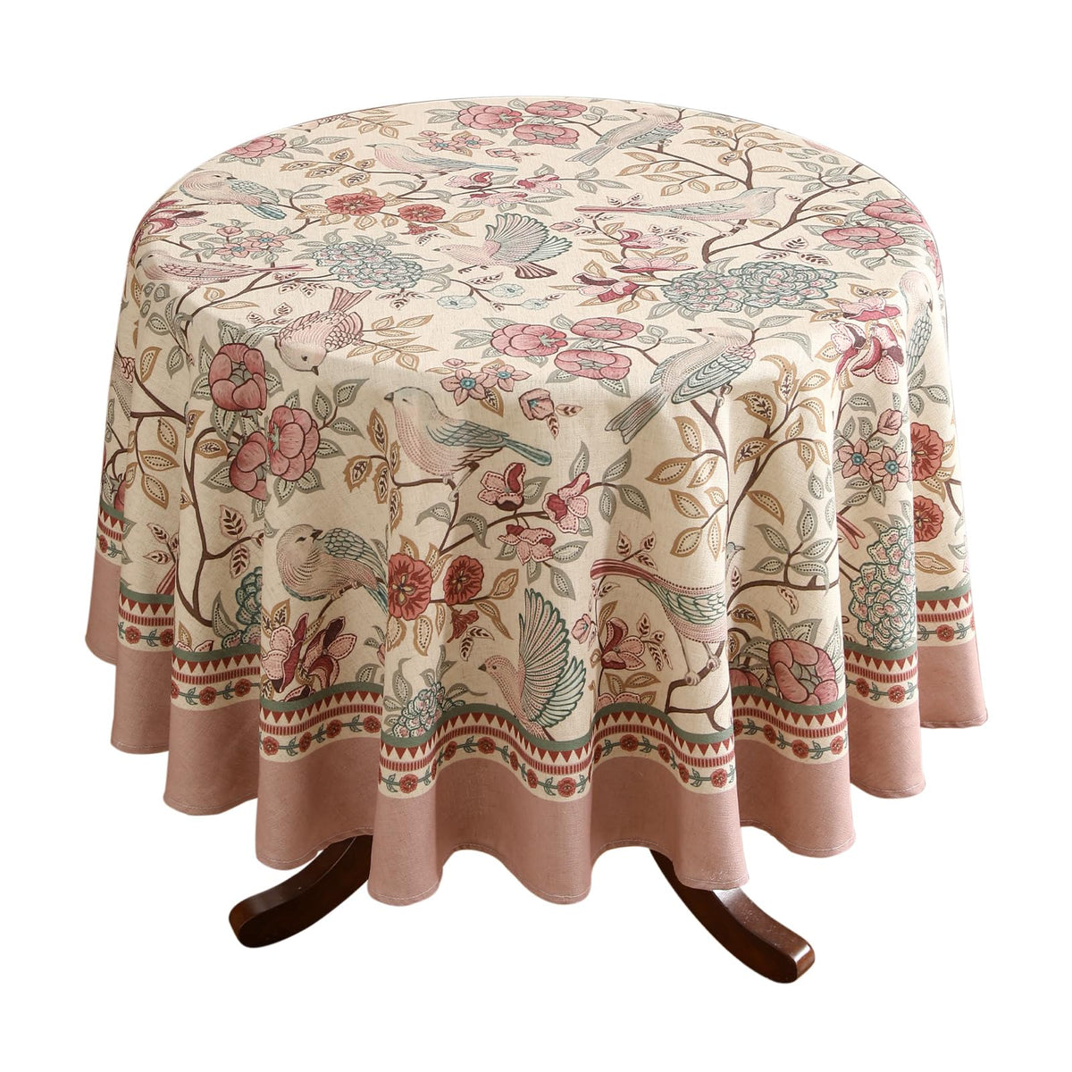 patdrea Vintage French Linen Tablecloth,Round,Diameter 55"-Wensel