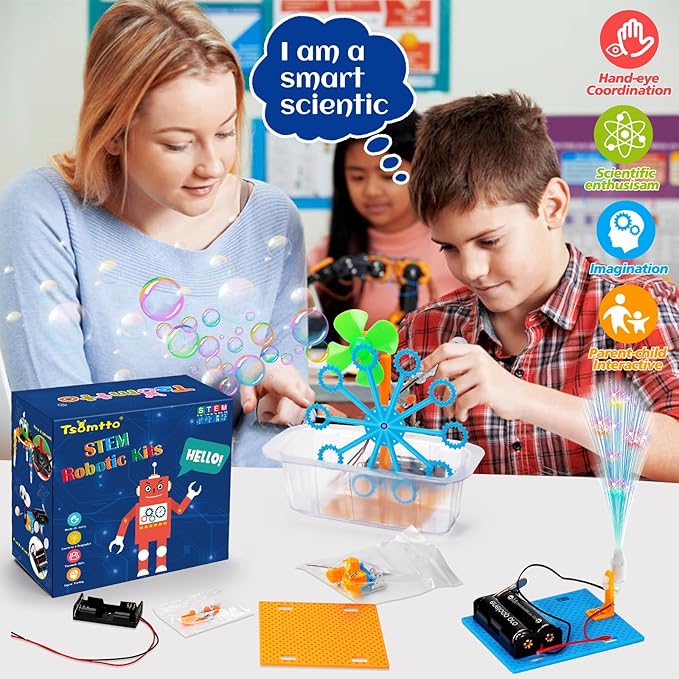 STEM Robotics Kit 6 Set Science Experiments Project Activities Toys for Kids 4-8 8-12 Engineering Building Electronic Motor Robot Kid Craft Boy Girl 5 6 7 8 9 10 12 Year Old Outdoor Toy