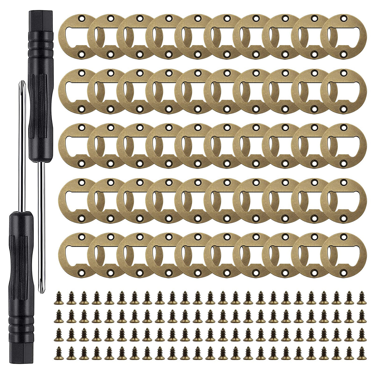 Ohiyoo 100 Set DIY Bottle Opener Kit - Stainless Steel Metal Opener Inserts for Wood (Black)