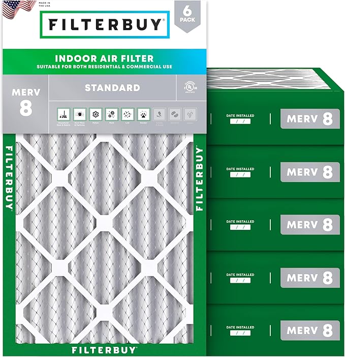 Filterbuy 16x30x4 Air Filter MERV 8 Essential Dust & Allergy Defense,
