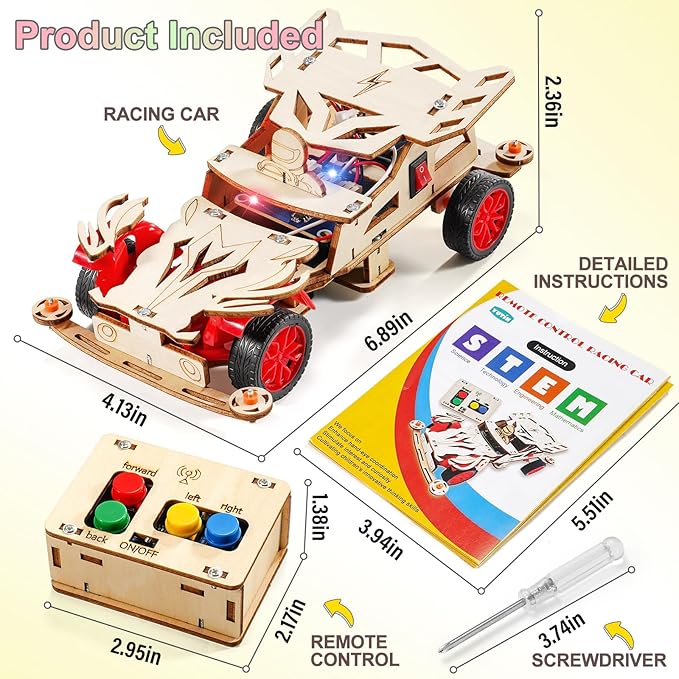 STEM Kits for Kids Age 8-10, STEM Toys for Boys 8-13, Remote Control Model Car Building Kits, Wood 3D Puzzles 8-12, Science Crafts Projects, Gifts for 8 9 10 11 12 13 14 Year Old Teen Boys Girls