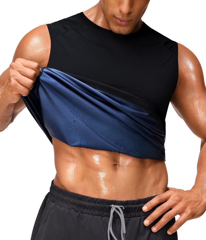 Junlan Sauna Shirt for Men - Waist Trainer Sweat Vest Gym Top for Gym Workout(Black,5X-Large)