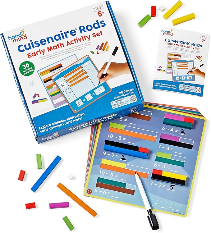 hand2mind Cuisenaire Rods: Early Math Activity Set – Teaching Fraction Bars, Montessori Math Manipulatives, Math Teacher Must Haves Elementary, Kindergarten Homeschool Supplies
