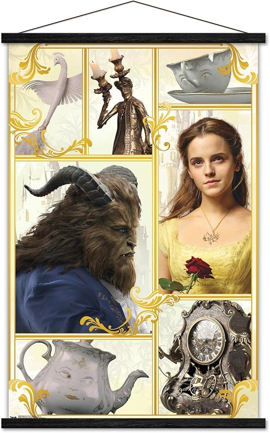 Trends International Disney Beauty And The Beast - Group Wall Poster, 22.375" x 34", Premium Print and Black Hanger Bundle