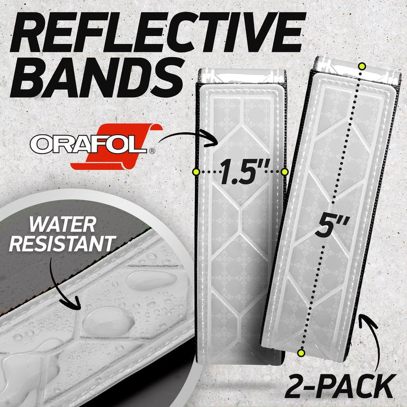 Byllstore Reflective Backpack Bands | High-Visibility Orafol Reflectors | Hook-and-Loop Closure | 1.5″ x 5″ | White (2-Pack)