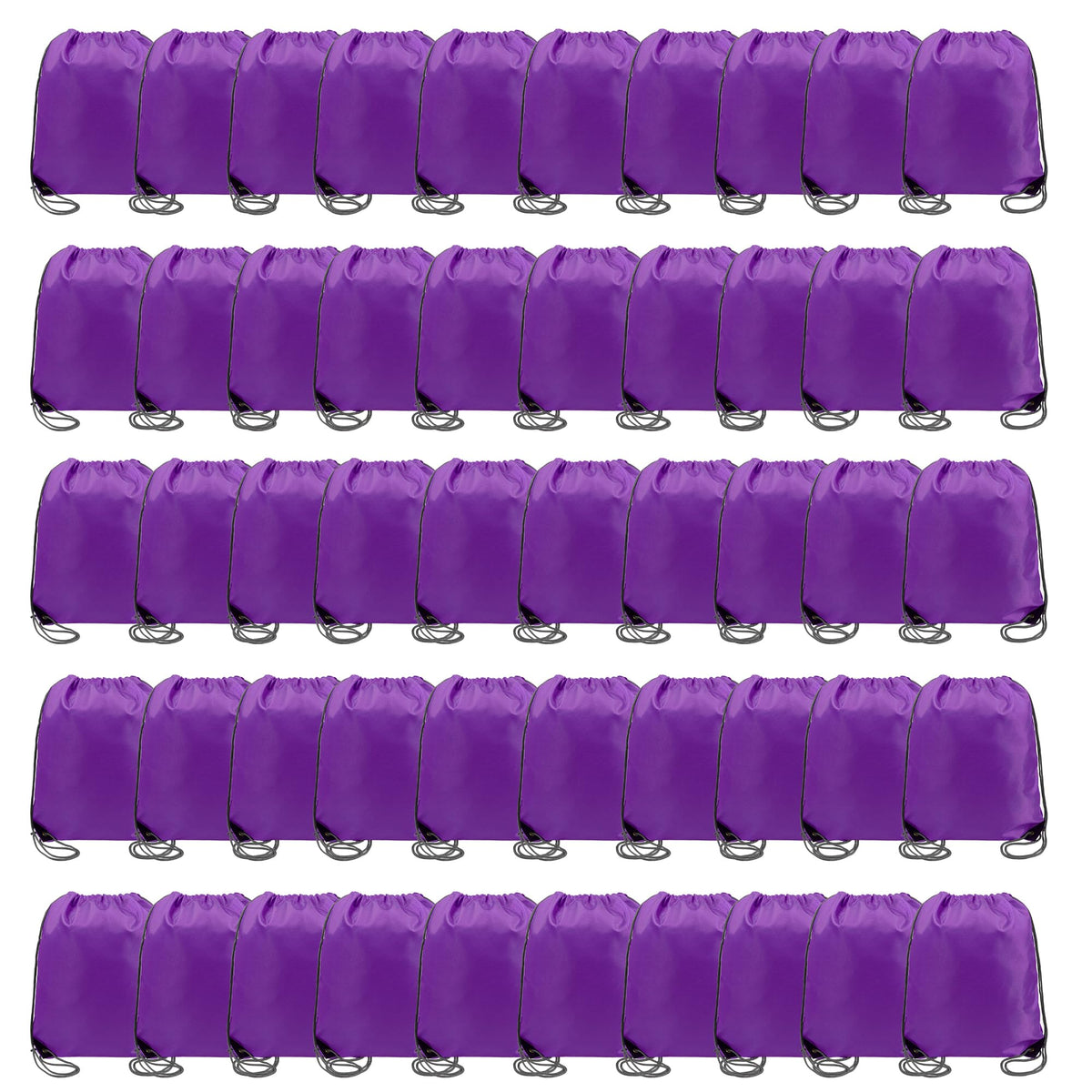 BeeGreen 50 pieces Purple Drawstring Backpack Bags Wholesale Cinch Bags Bulk Heavy Duty String Backpack Machine Washable Lightweight Sackpack Outdoor Sport Bags for Men Women