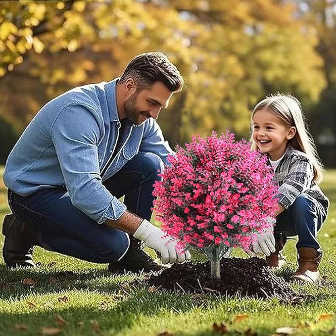 24" Set of 2 Artificial Boxwood Topiary Ball Bush for Outdoor with Ground Spike, UV Resistant Faux Greenery Shrubs, Fake Rose&Green Boxwood Plants for Garden, Yard, Porch, Patio Decor