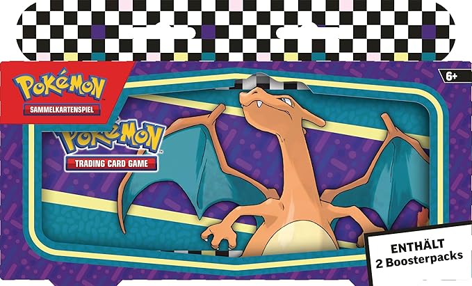 Pokémon - Trading Card Game: Back to School Pencil Case - Glurak (1 Tin Box & 2 Booster Packs)