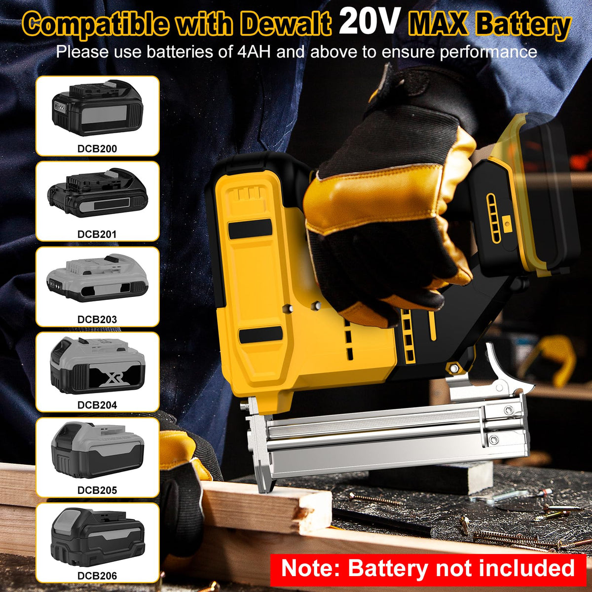 18 Gauge Cordless Brad Nailer for Dewalt 20V MAX Battery, Battery Powered Nail Gun with 1000 Nails, Electric Nail Gun for Woodworking & Home Improvement (No Battery)
