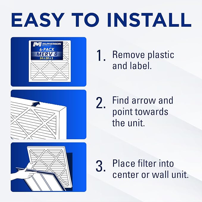 20x30x1 Air Filters, MERV 8 Pleated HVAC AC Furnace Filter Replacement