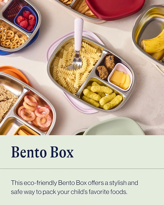 Lalo Bento Box, Non-toxic Stainless Steel and Silicone, Dishwasher Safe